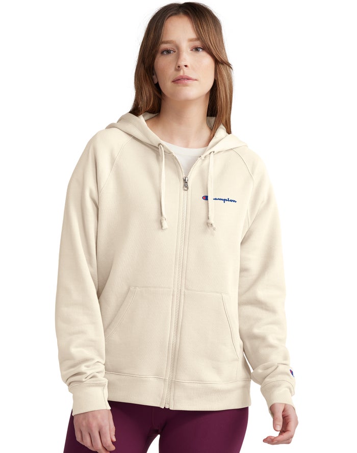 Sudadera Con Capucha Champion Mujer - Powerblend Fleece Full Zip ( Creme ) 8764315-TX